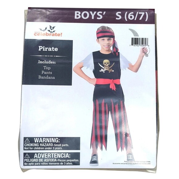 Kids Pirate Costume Child Boy's Size 6/7 Halloween Outfit 100% Polyester - Picture 5 of 6